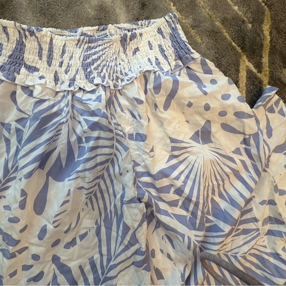 Blue and White Patterned Women's Loose Beach Pants - Picture 1 of 4